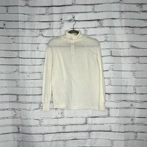 Vintage Geistex 1940s Ivory Cotton Half Zip Sweater Knit Mock Neck Women’s S 40s
